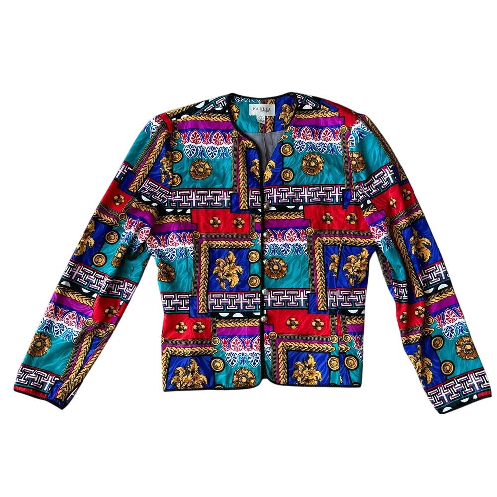 VINTAGE Papell Boutique Colorful Patterned Jacket/Blazer, Women's Size 10